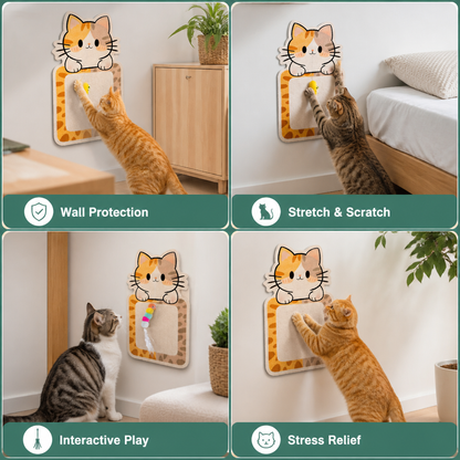 2-in-1 Wall-Mounted Cat Scratcher & Interactive Play Toy
