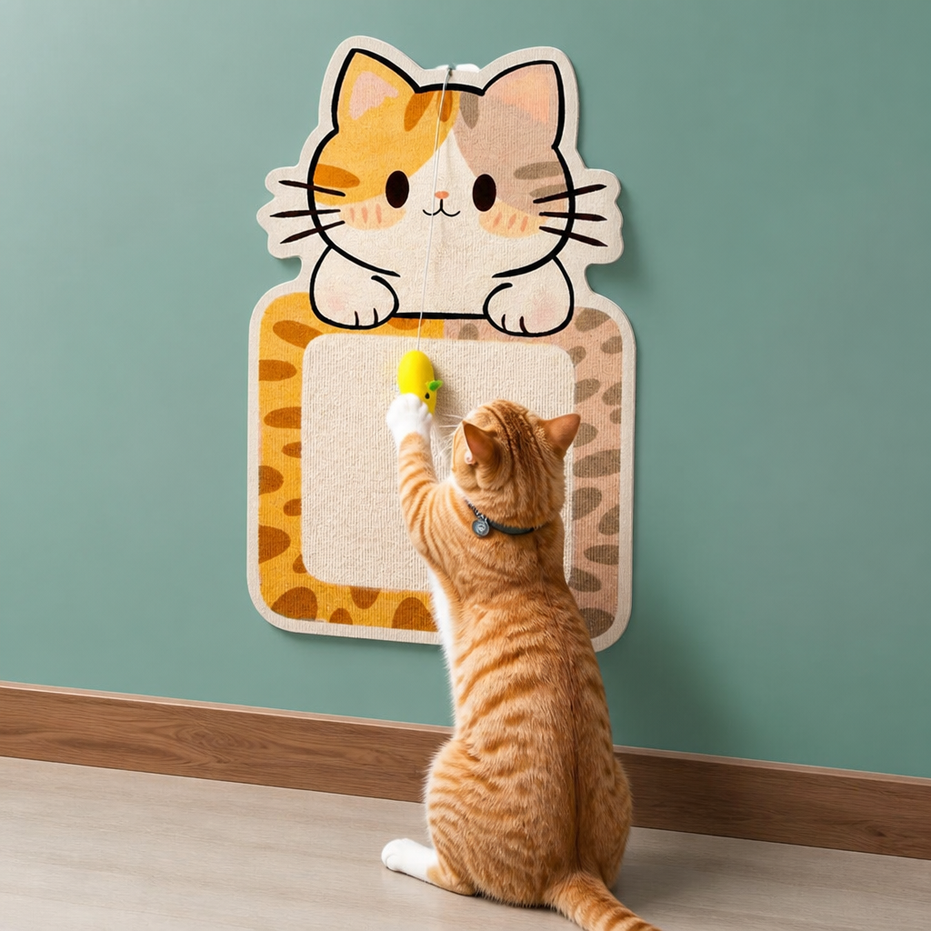 2-in-1 Wall-Mounted Cat Scratcher & Interactive Play Toy