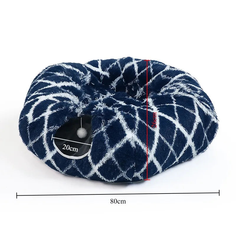 ZipUp Donut Cat Bed with Tunnel