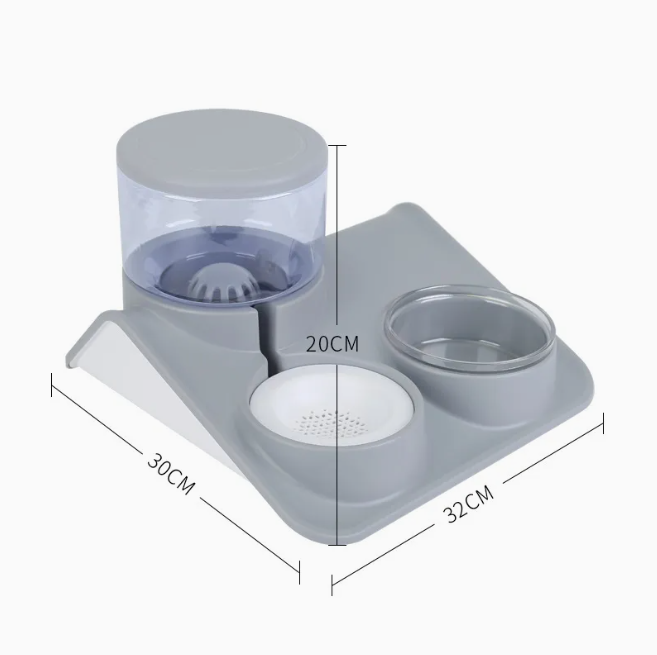 Pet Water and Food Bowl – 2-in-1 System with Practical Base