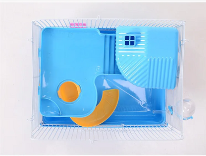 Hamster Cage with Levels and Water Bottle - Compact Cage for Rodents