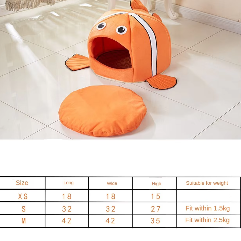 Our Cozy Cat Nest with Fish Design - Plush Bed for Cats for Comfortable Resting Breaks