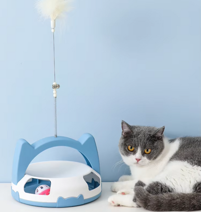 Interactive Cat Toy with Feathers and Rolling Ball for Active Indoor Cats