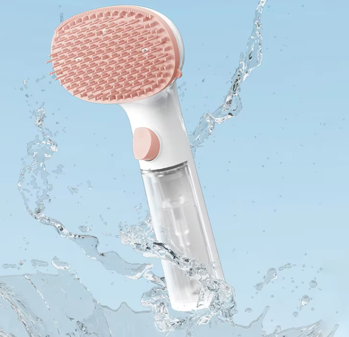 Dry Foam Brush for Pets with Built-In Cleaning Dispenser