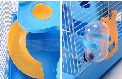 Hamster Cage with Levels and Water Bottle - Compact Cage for Rodents