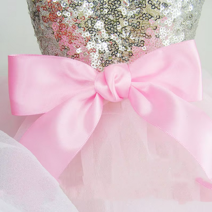 Elegant Dog Dress with Sequins and Tulle Skirt in 2 Colours