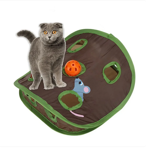 Cat Tent with Toys - Interactive Cave with Mice and Balls for Cats
