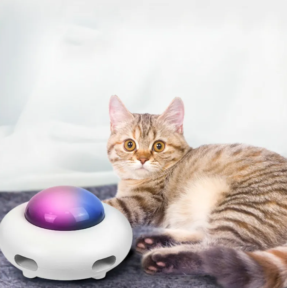 Interactive Cat Toy with LED Lights and Feather Tail