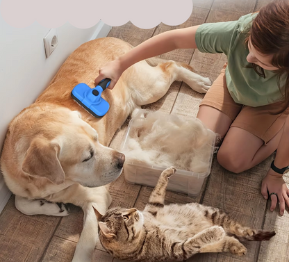 Pet Grooming Kit with Nail Clipper, File, and Self-Cleaning Brush