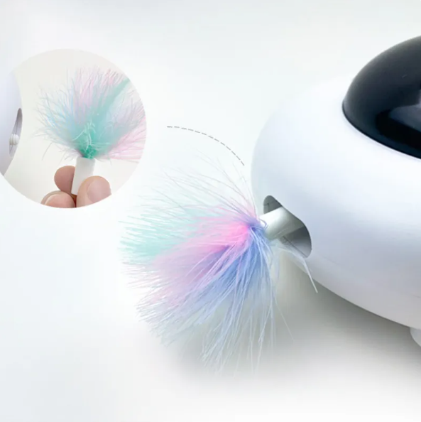 Interactive Cat Toy with LED Lights and Feather Tail