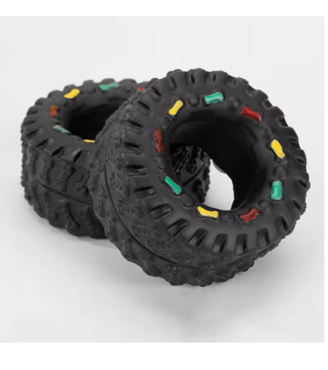 Durable Dog Toy in the Shape of a Tire with Chewable Structure and Colourful Details