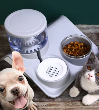Pet Water and Food Bowl – 2-in-1 System with Practical Base