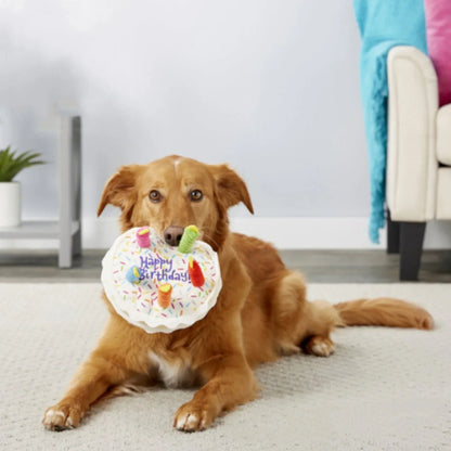Birthday Dog Toys Set – Plush Cake, Cupcake & Bone with Squeaky Function
