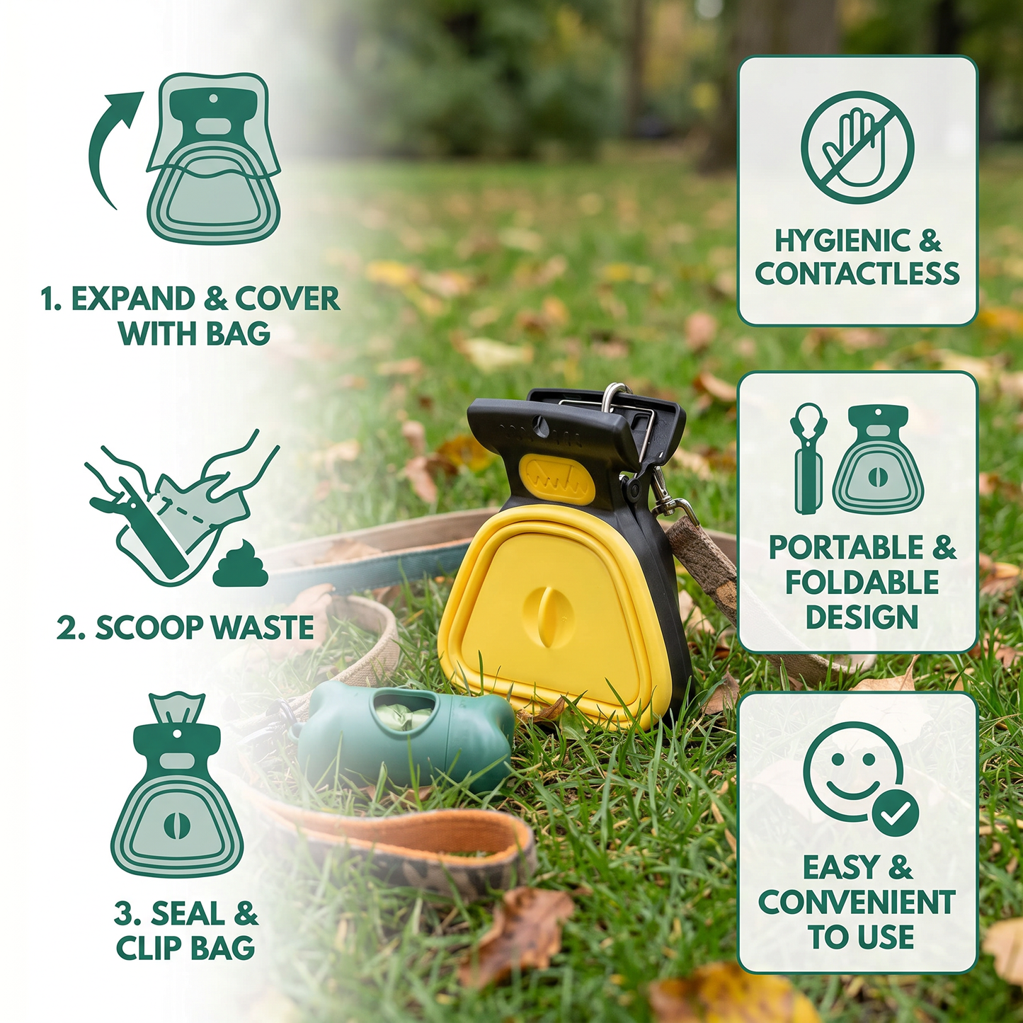 Portable Dog Poop Picker – Foldable, Hygienic & Perfect for On-the-Go