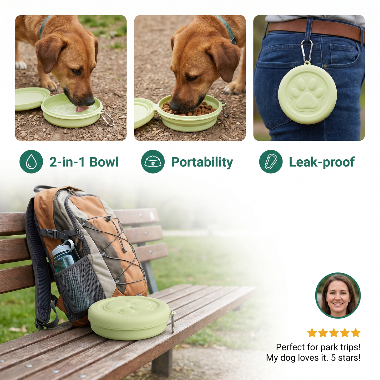 Multifunctional Pet Food Container – Portable 2-in-1 Food & Water Bowl for On-the-Go