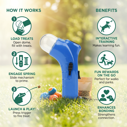 Treat Launcher, Dog Treat Feeder, Pet Training Reward Tool, Outdoor Interactive Toy