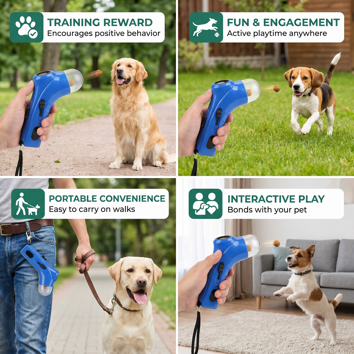 Treat Launcher, Dog Treat Feeder, Pet Training Reward Tool, Outdoor Interactive Toy