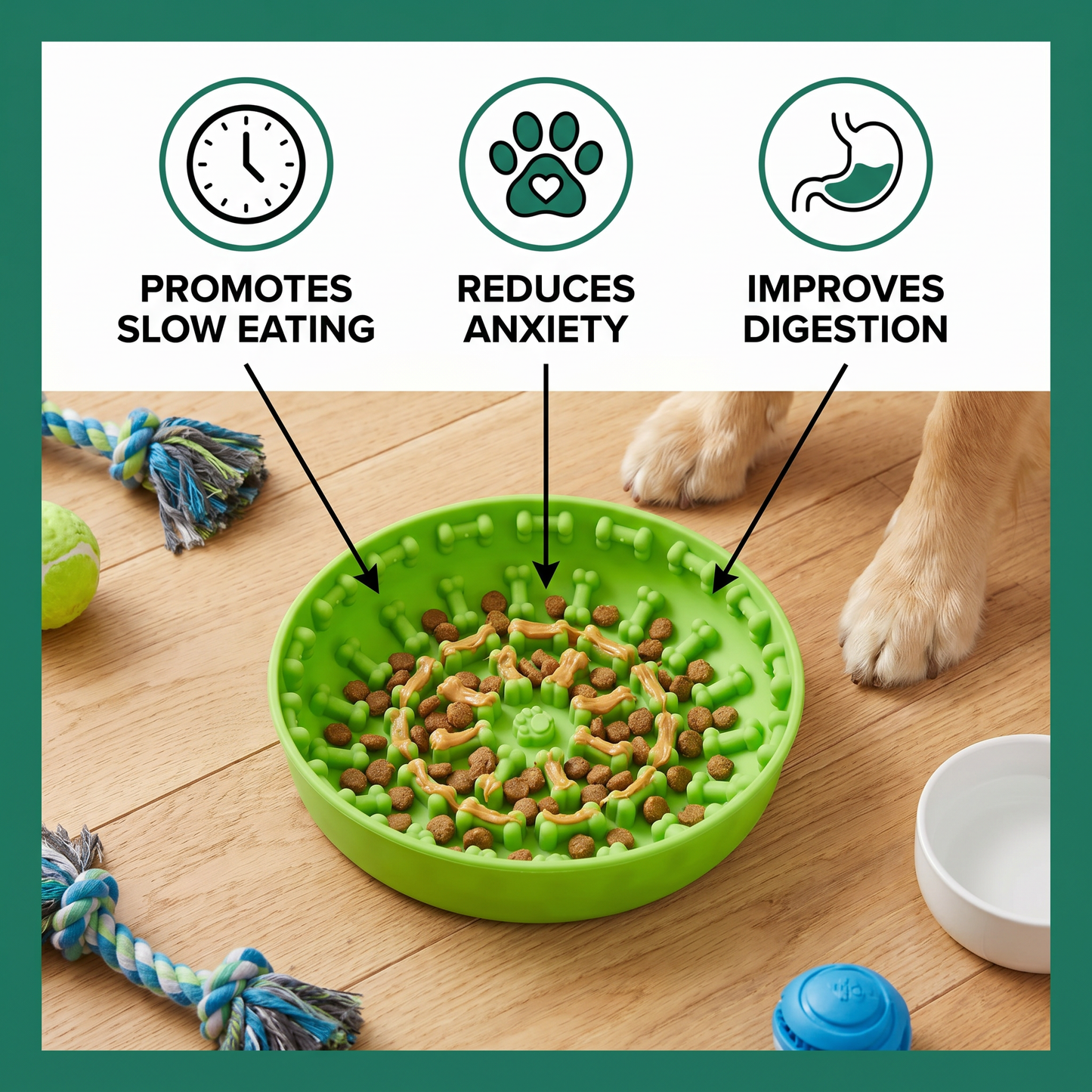 Slow Feeder Bowl for Dogs – Food-Grade Silicone Lick Mat with Suction Cups