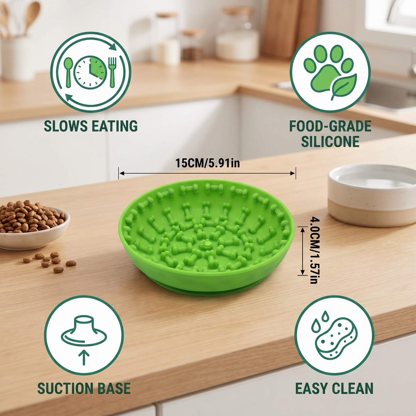 Slow Feeder Bowl for Dogs – Food-Grade Silicone Lick Mat with Suction Cups