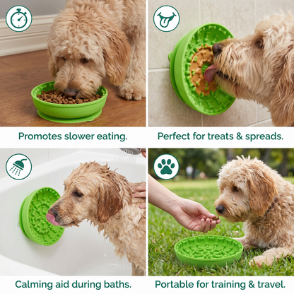 Slow Feeder Bowl for Dogs – Food-Grade Silicone Lick Mat with Suction Cups