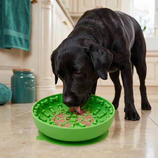 Slow Feeder Bowl for Dogs – Food-Grade Silicone Lick Mat with Suction Cups