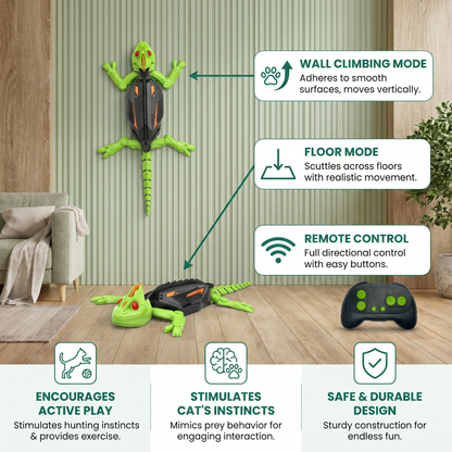 Remote Control Wall Climbing Lizard Toy for Cats