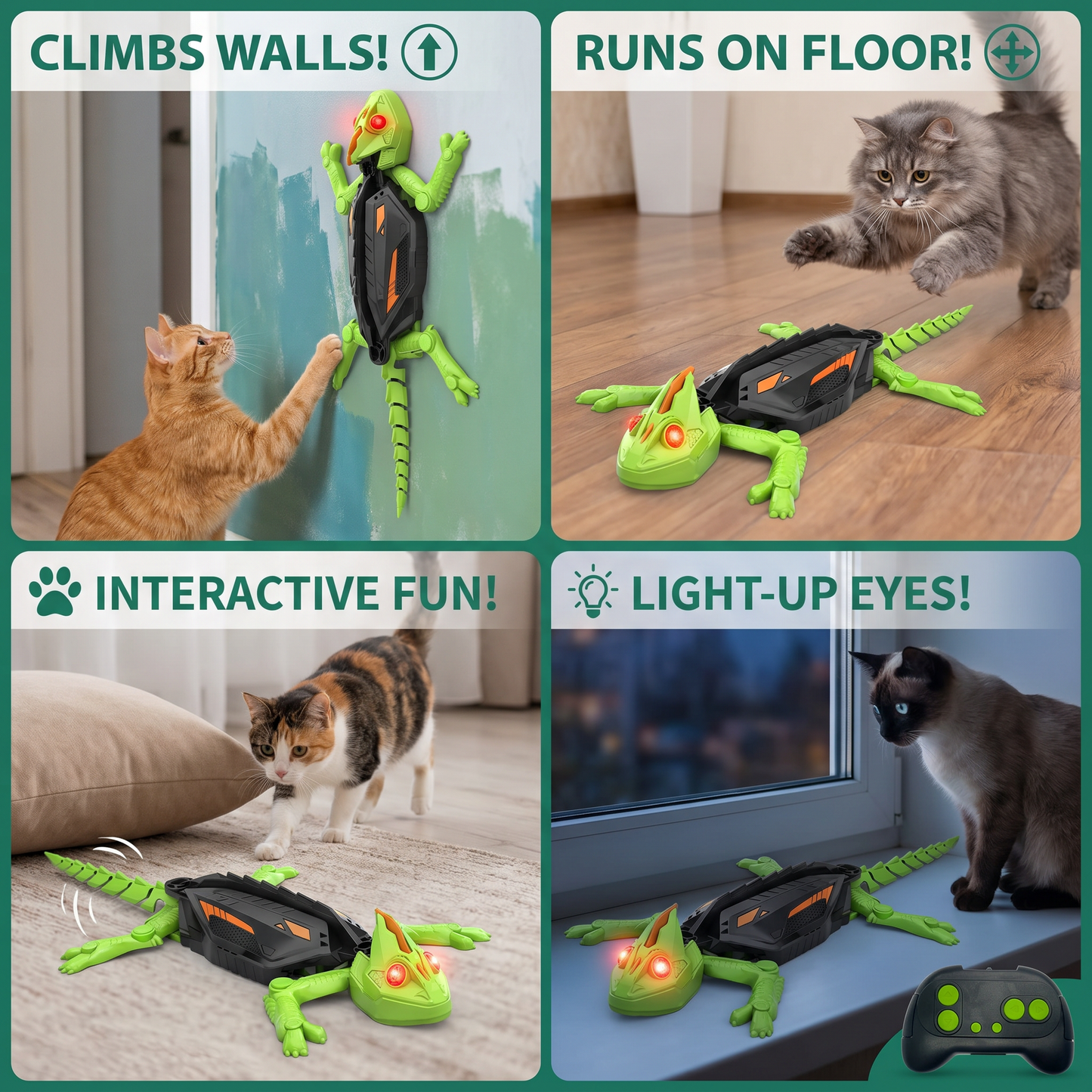 Remote Control Wall Climbing Lizard Toy for Cats