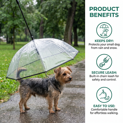 Transparent Dog Umbrella with Leash for Small Dogs