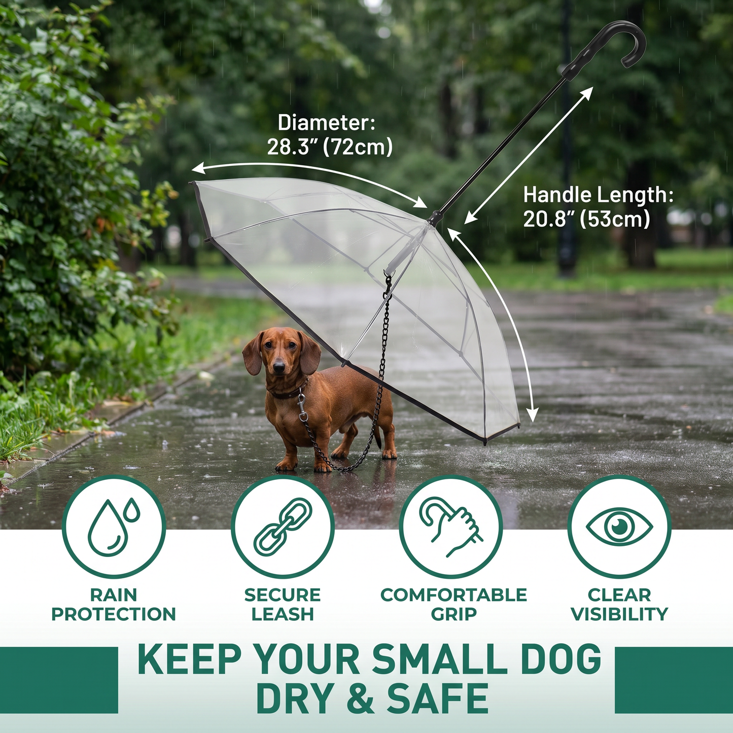 Transparent Dog Umbrella with Leash for Small Dogs