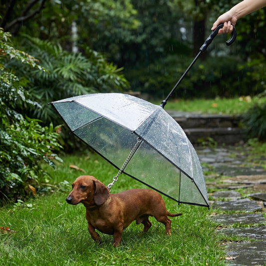 Transparent Dog Umbrella with Leash for Small Dogs