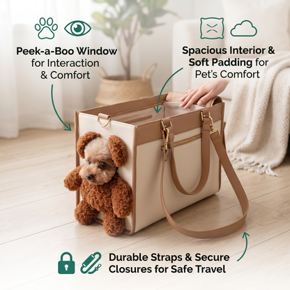 Pet Carrier Tote Bag with Teddy Bear Peek-a-Boo Window