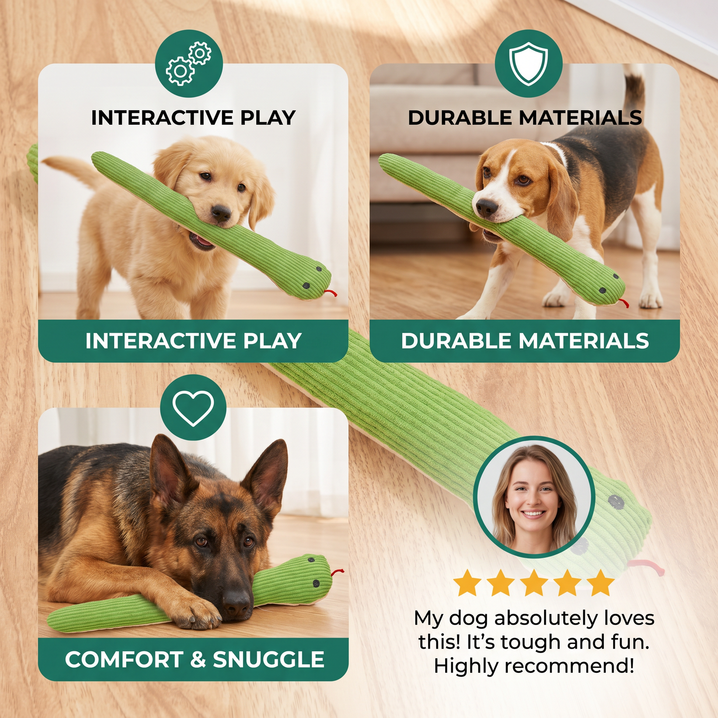 Durable Dog Snake Plush Toy
