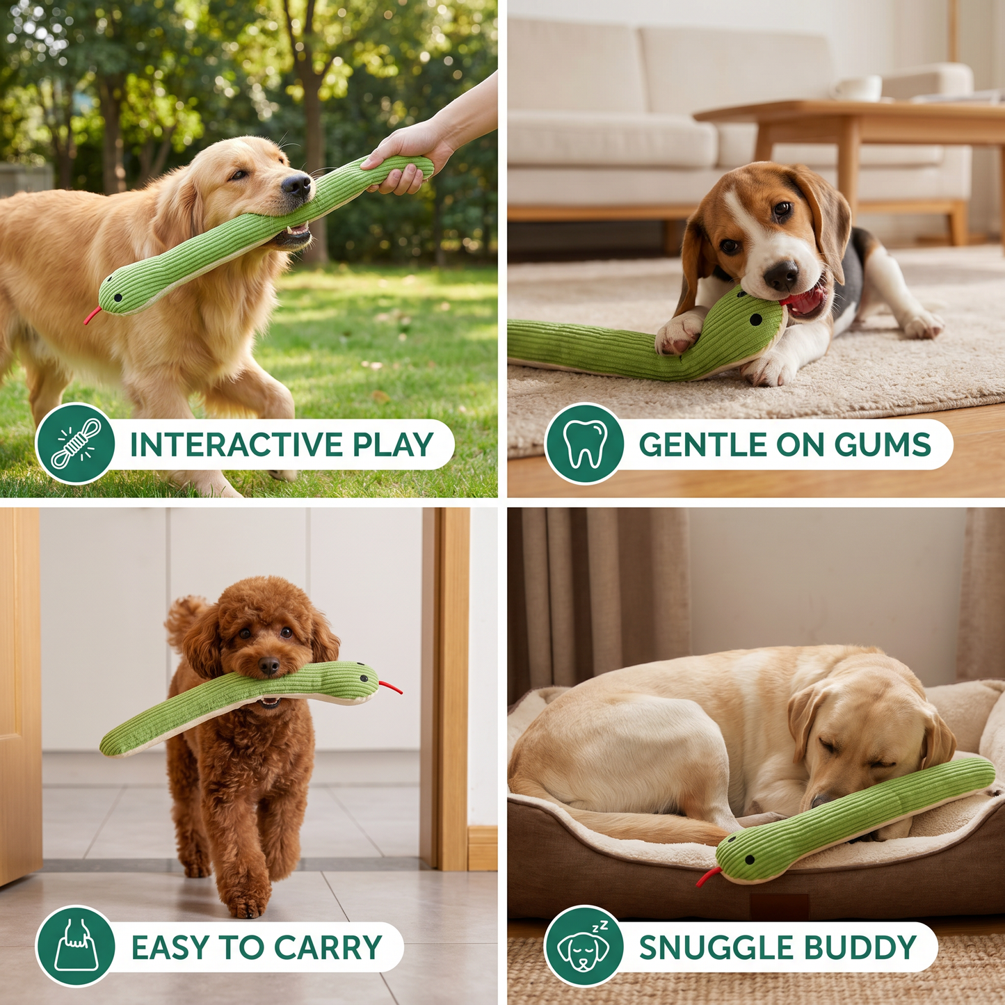 Durable Dog Snake Plush Toy
