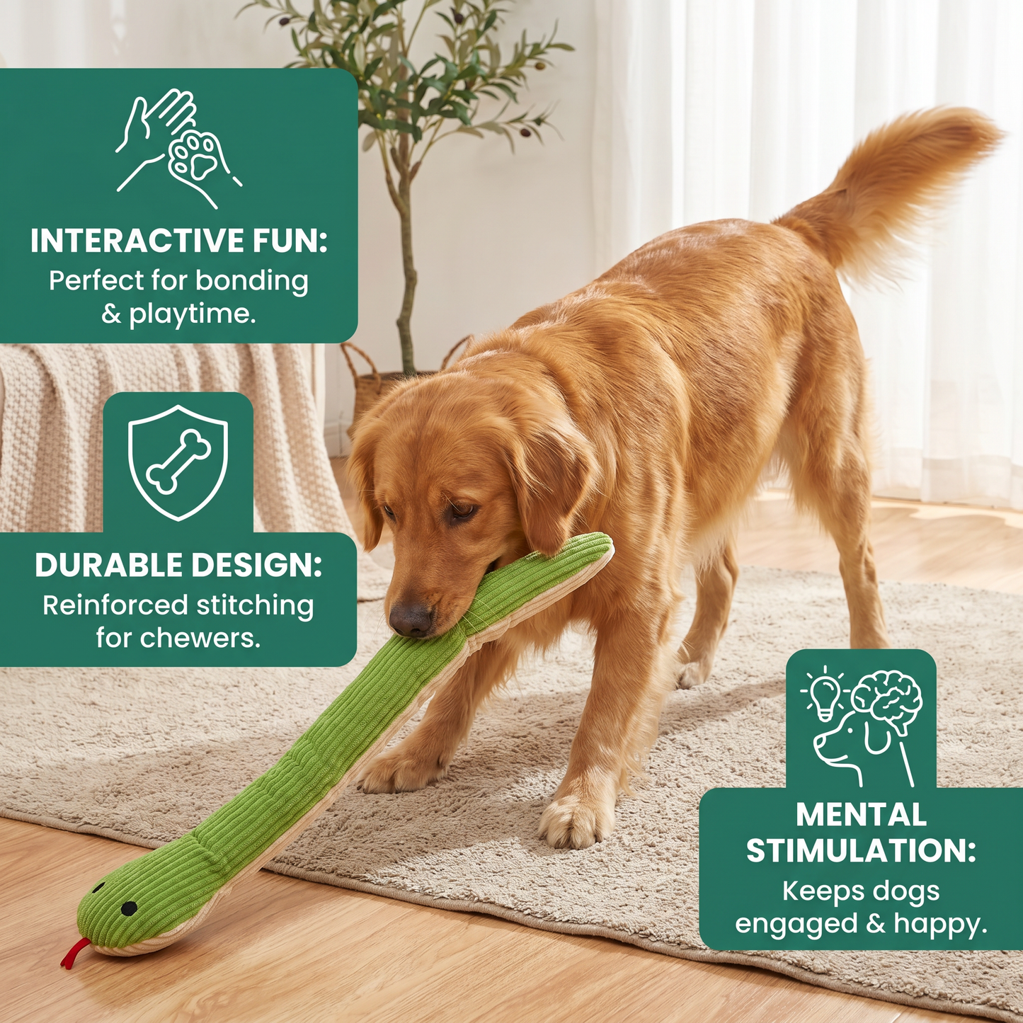 Durable Dog Snake Plush Toy