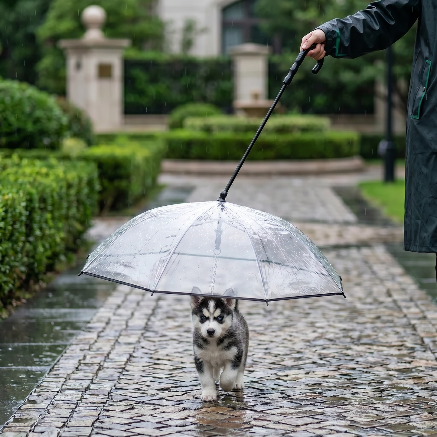 Transparent Dog Umbrella with Leash for Small Dogs