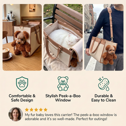 Pet Carrier Tote Bag with Teddy Bear Peek-a-Boo Window