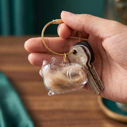 Cute Transparent Cat Hair Capsule Keychain & Keepsake