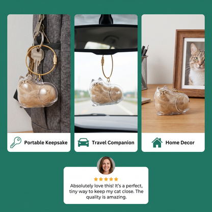Cute Transparent Cat Hair Capsule Keychain & Keepsake