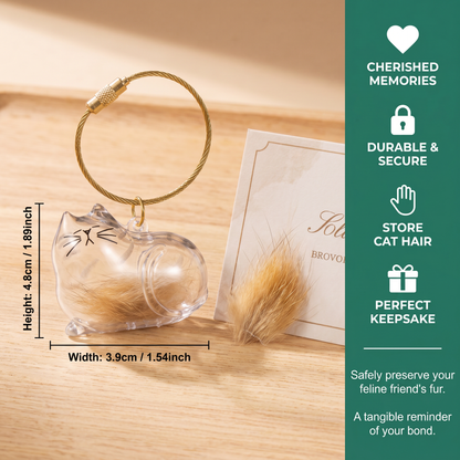 Cute Transparent Cat Hair Capsule Keychain & Keepsake