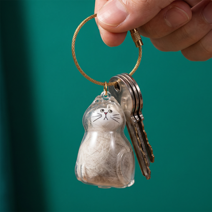 Cute Transparent Cat Hair Capsule Keychain & Keepsake