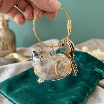 Cute Transparent Cat Hair Capsule Keychain & Keepsake