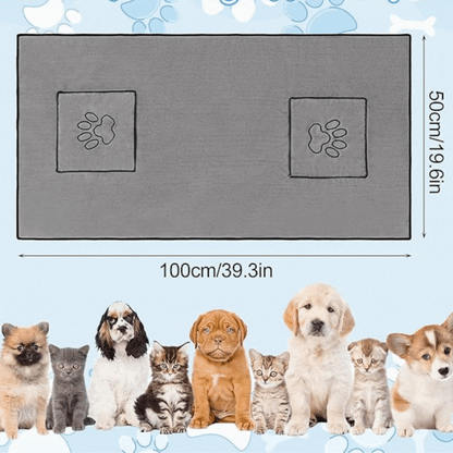 Microfiber Towel for Pets with Integrated Pockets