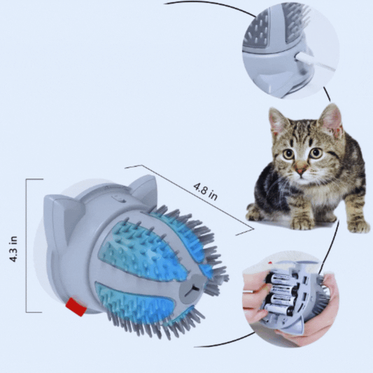 Self-Grooming Electric Cat Brush with Catnip Compartment and Dual Power Supply
