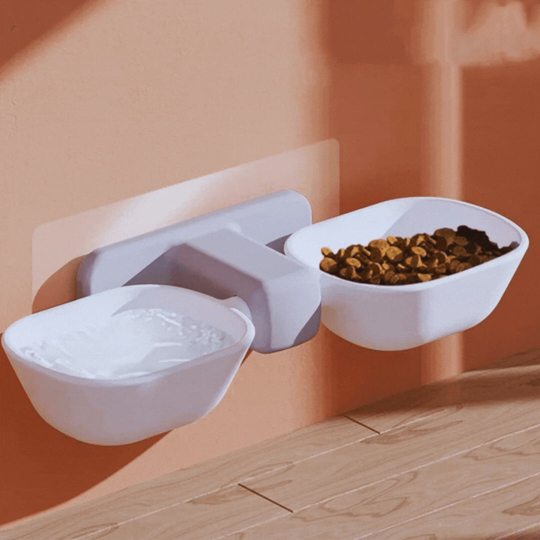 Wall-Mounted Stand for Food and Water Bowls