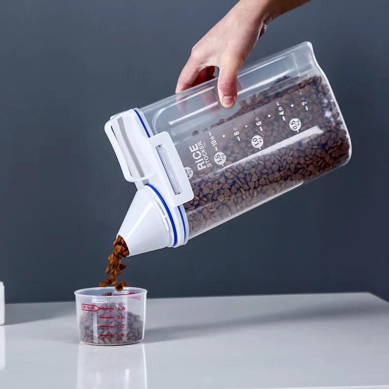 Airtight Container for Rice and Dry Food with Measuring Cup and Carry Handle