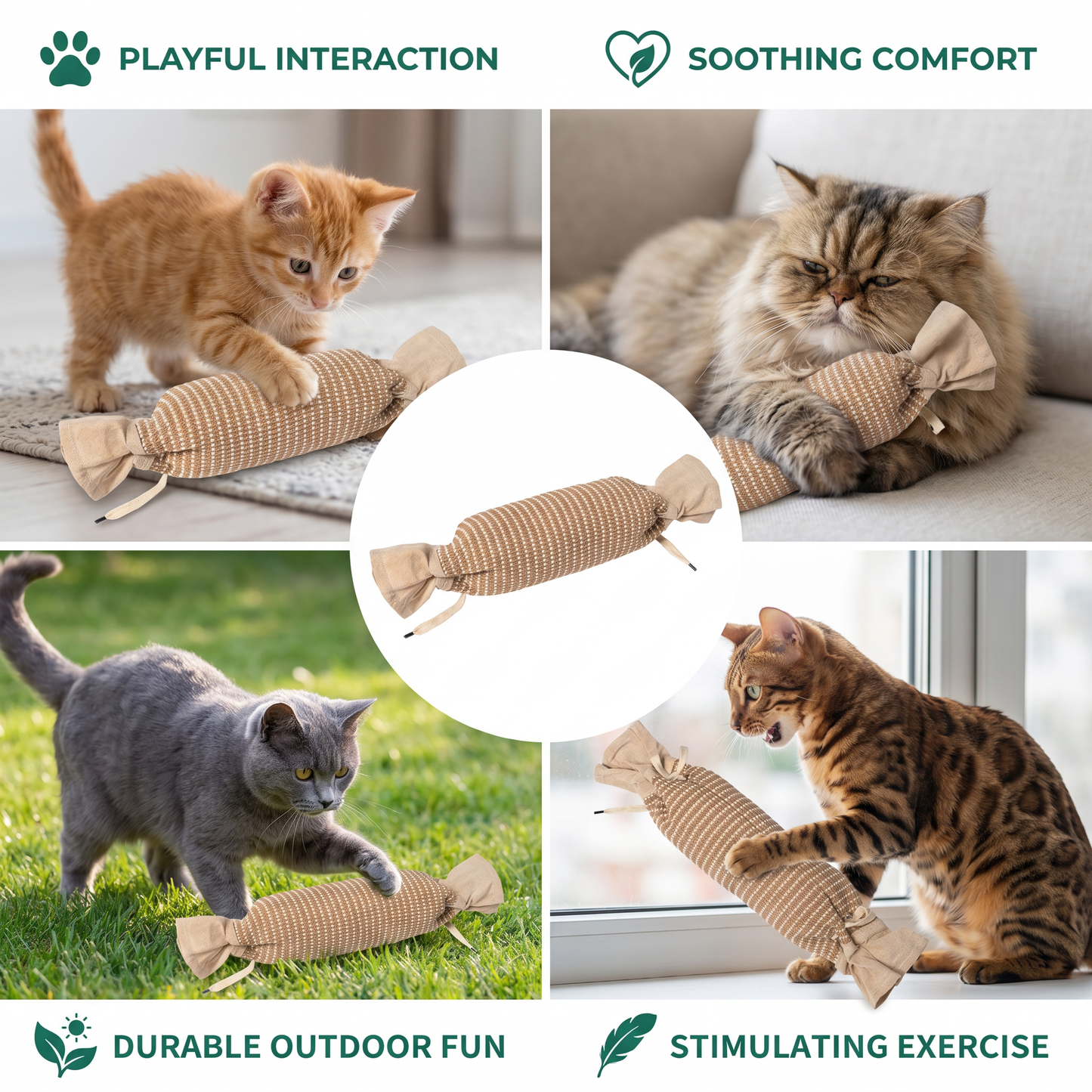 Eco-Friendly Catnip Jute Bag Toy for Cats – Durable Interactive Play Bag