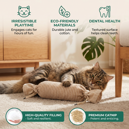 Eco-Friendly Catnip Jute Bag Toy for Cats – Durable Interactive Play Bag