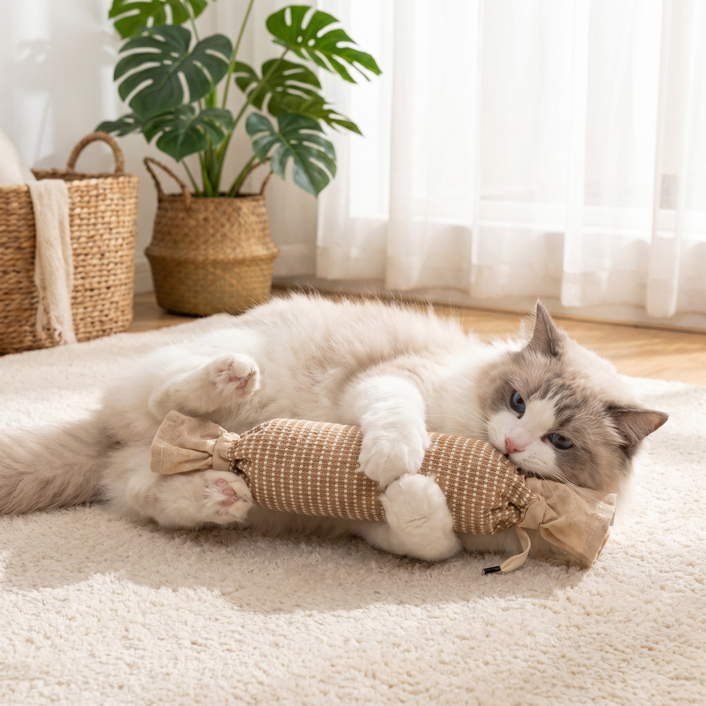 Eco-Friendly Catnip Jute Bag Toy for Cats – Durable Interactive Play Bag