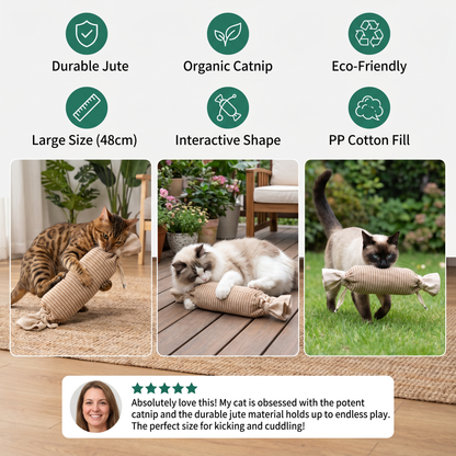 Eco-Friendly Catnip Jute Bag Toy for Cats – Durable Interactive Play Bag