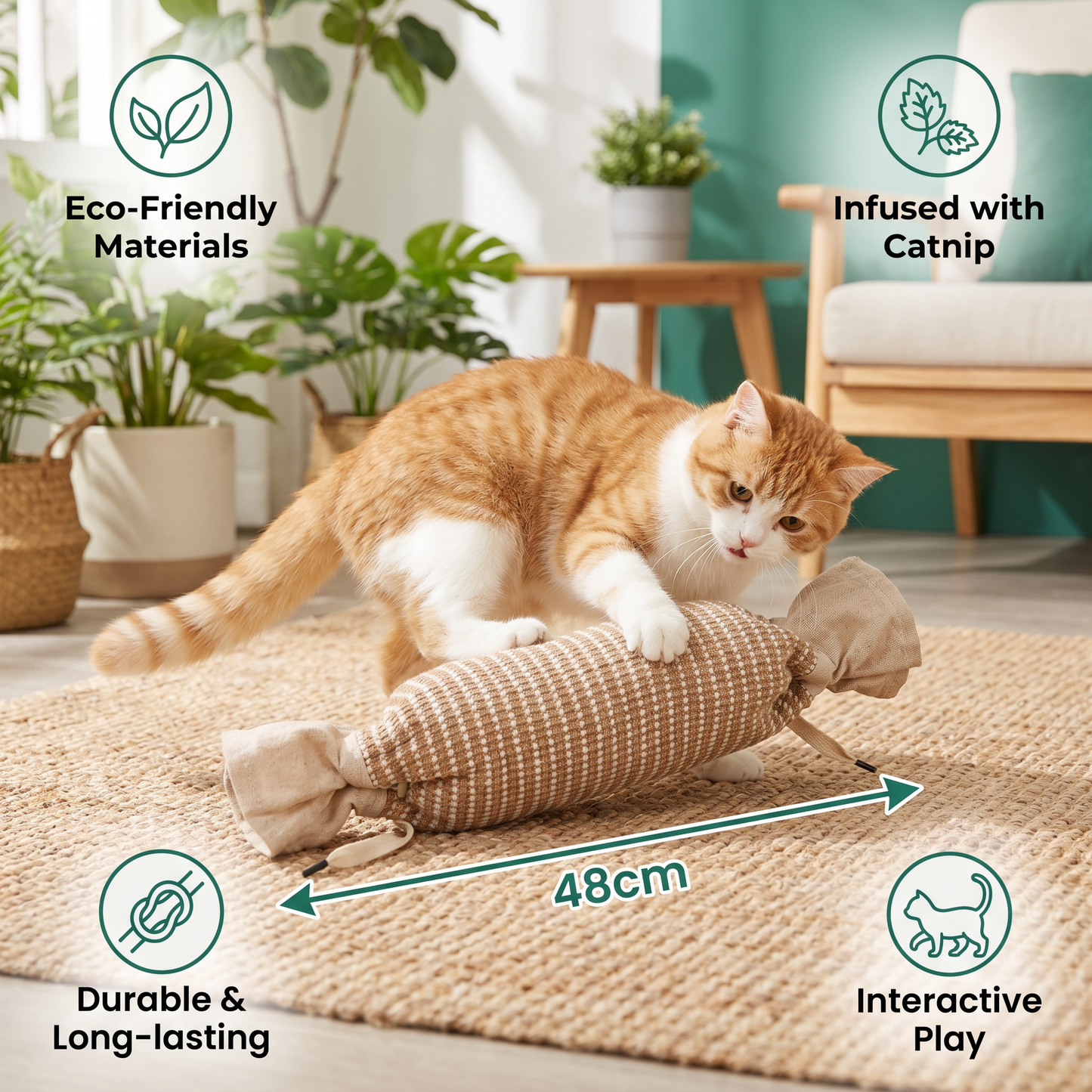 Eco-Friendly Catnip Jute Bag Toy for Cats – Durable Interactive Play Bag